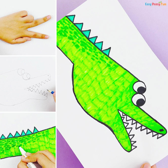 Handprint Crocodile Art Idea