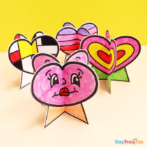 3D Paper Heart Craft Template