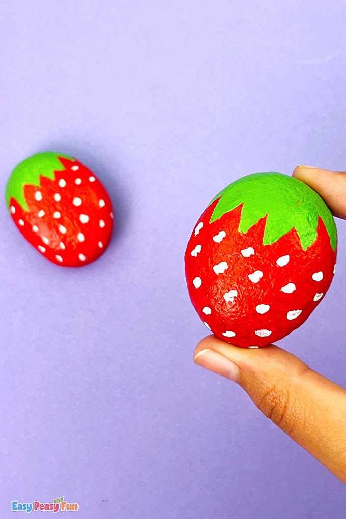 DIY Strawberry Painted Rocks Craft