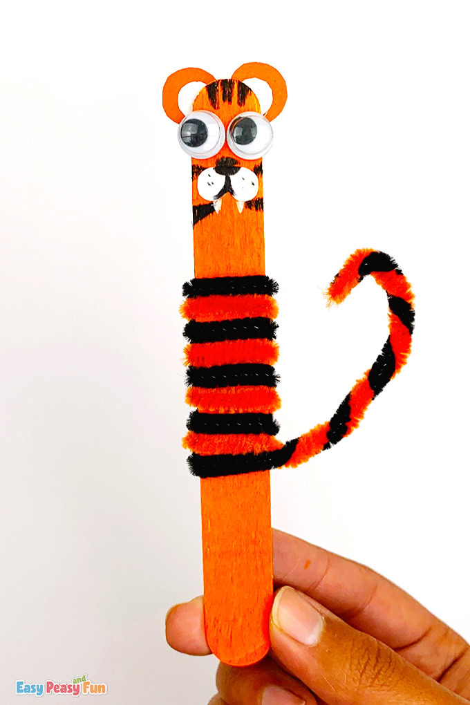 DIY Tiger Popsicle Stick Craft