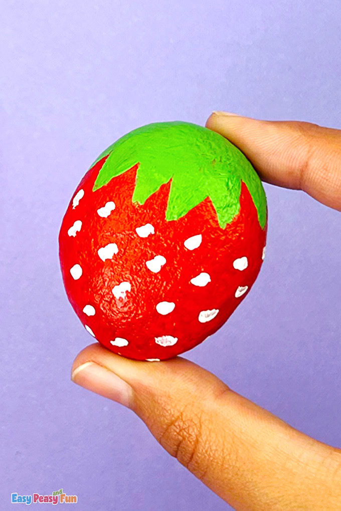 Easy Strawberry Stone Painting