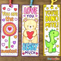 Free Printable Valentine’s Day Bookmarks to Color