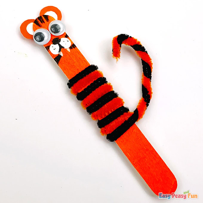 Tiger Popsicle Stick Craft Idea
