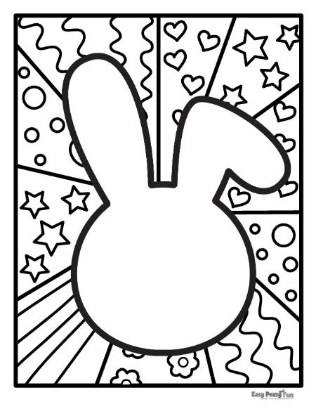 Bunny Outline Pop Art Coloring Page