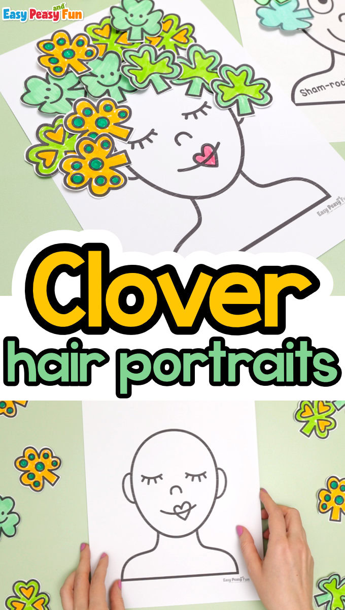 Clover hair portraits craft for kids with PDF