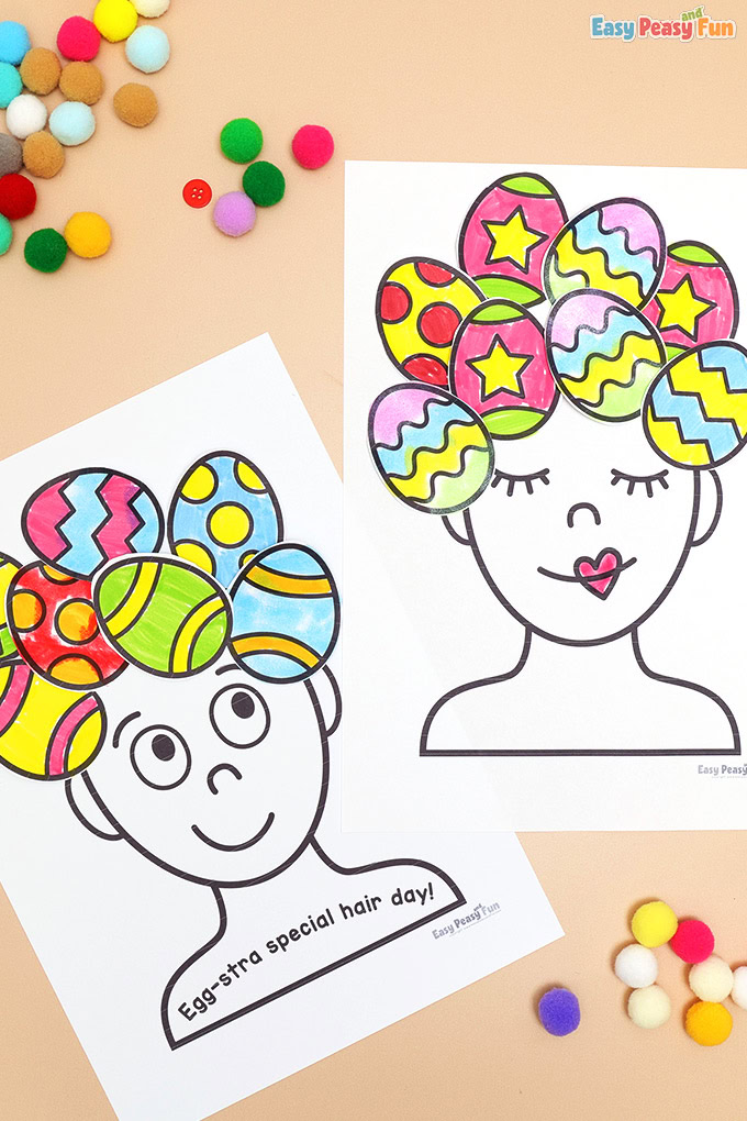 Easter Egg Hair Portraits - Easter Crafts Idea