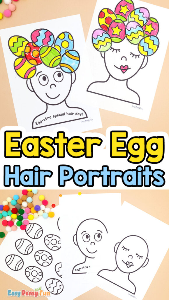 Easter Eggs Hair Portraits Craft for Kids