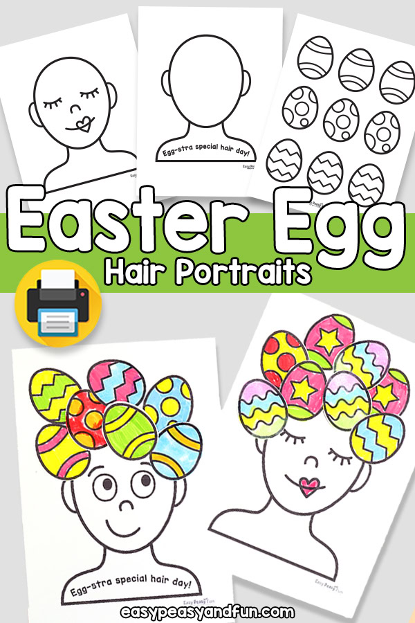 Easter Eggs Hair Portraits Valentine Craft Template