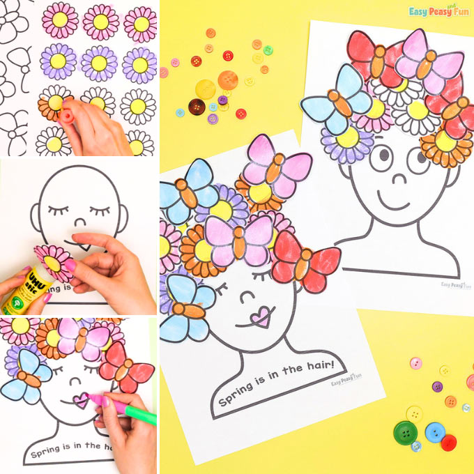 Printable Spring Hair Portraits Craft Idea