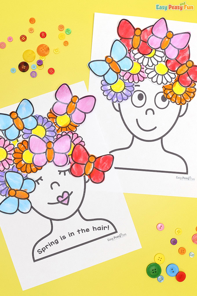 Printable Spring Hair Portraits Craft