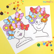 Butterfly and Flower Hair Portraits Craft for Kids
