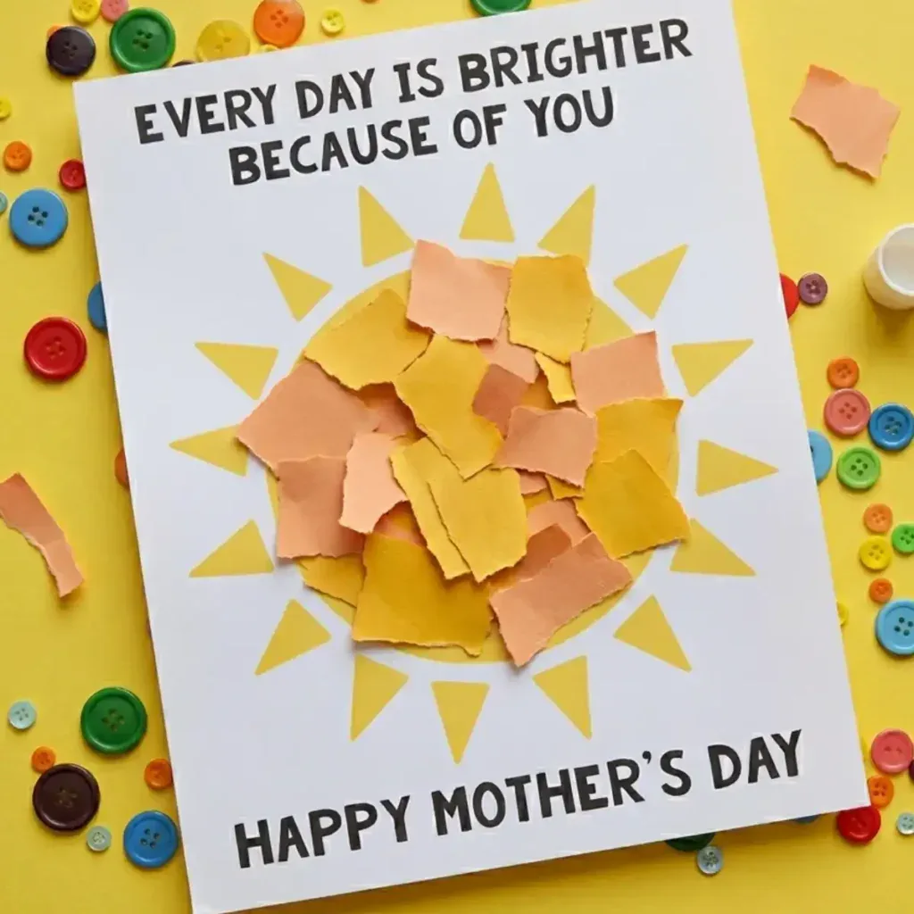 Torn Paper Mother's Day Craft featuring a Sun