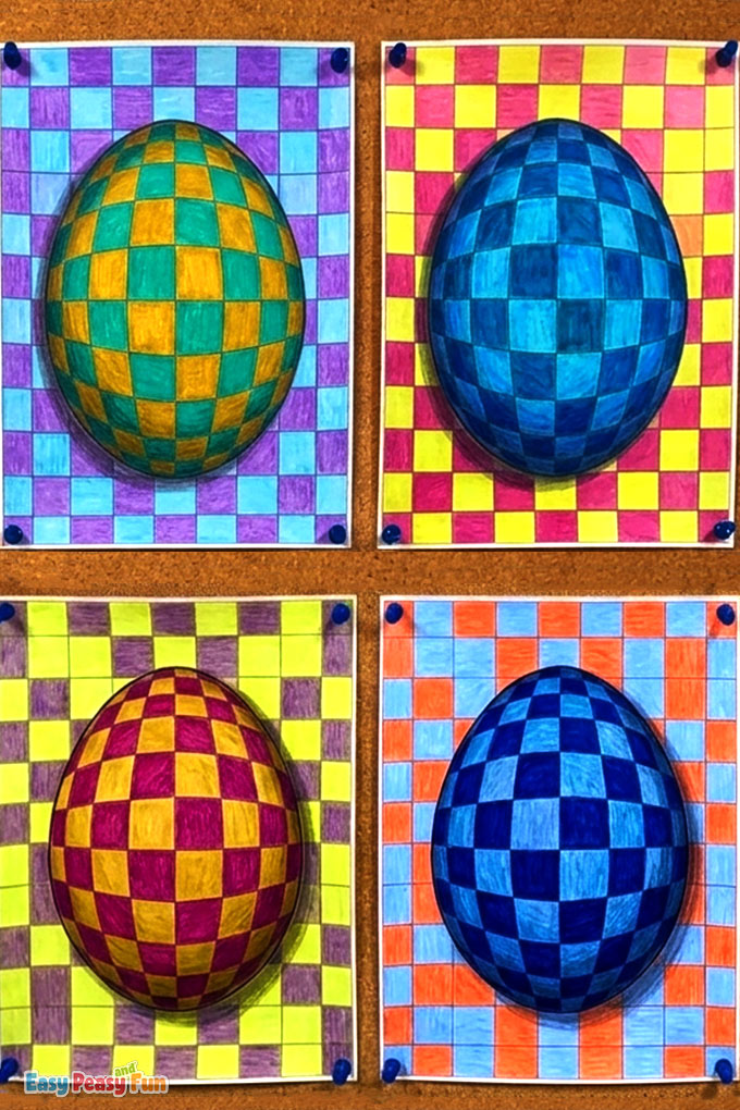 Optical Illusion Easter Eggs Coloring Pages