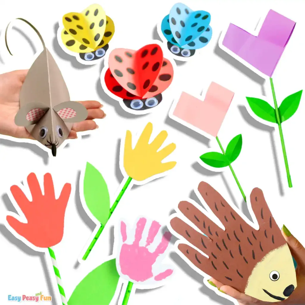 A collection of fast, simple paper crafts made from basic shapes and handprints.
