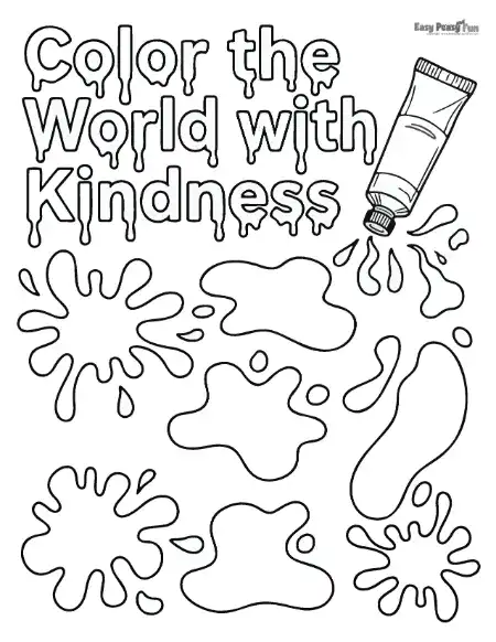 Color the world with kindness coloring page for kids.