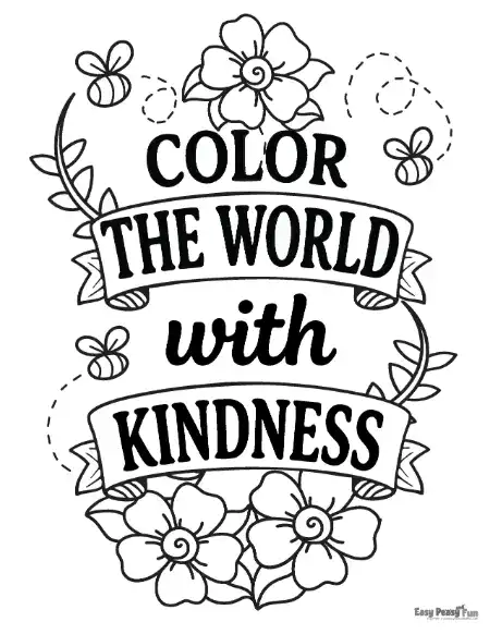 Color the world with kindness coloring page.