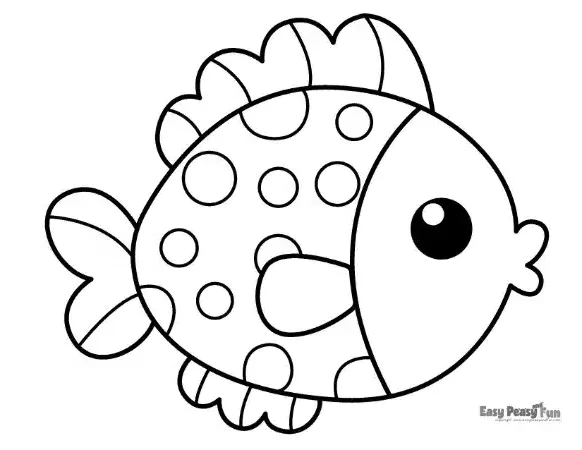 A round, chubby fish covered in large polka-dot spots, featuring expressive eyes and wide, fan-like fins.