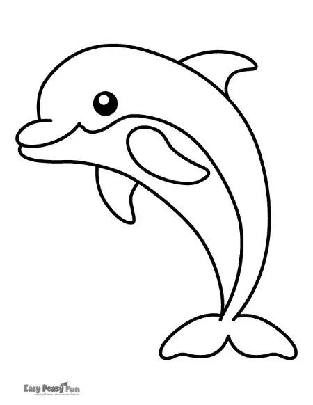 A happy dolphin illustration with its fins extended and a wide, friendly smile.