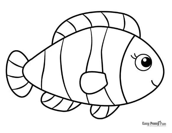 A single fish with clear, bold stripes along its body and a simple, friendly expression.