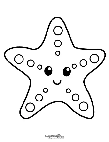 A single, cheerful starfish featuring simple circular patterns on its arms and a small, happy face.