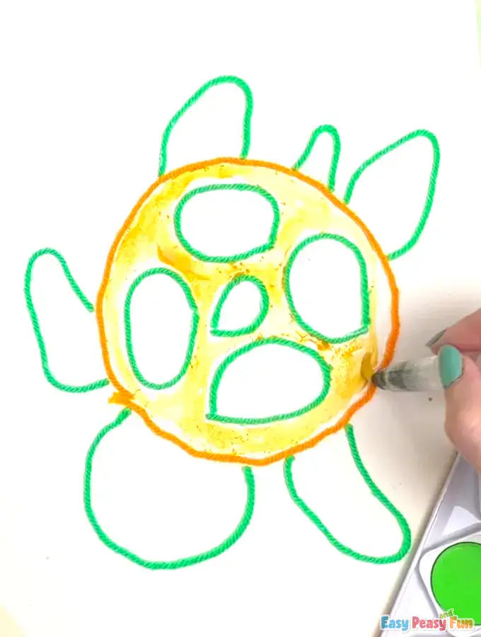 Step 6 of Turtle Yarn and Watercolor Art