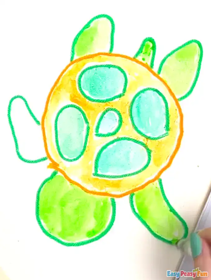 Step 8 of Turtle Yarn and Watercolor Art