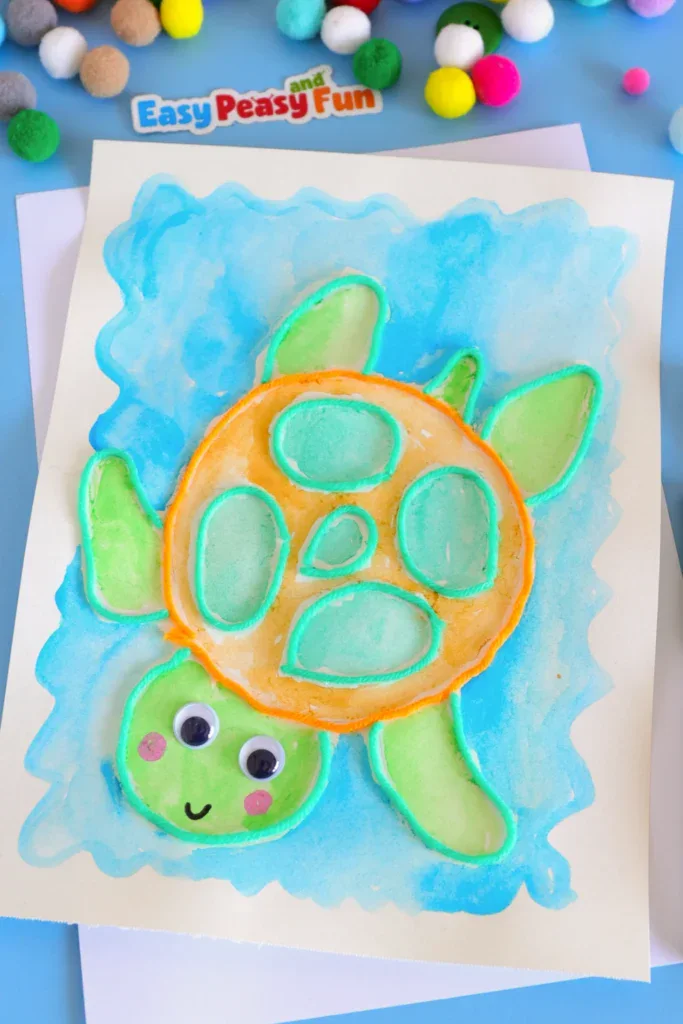 Turtle Yarn and Watercolor Art