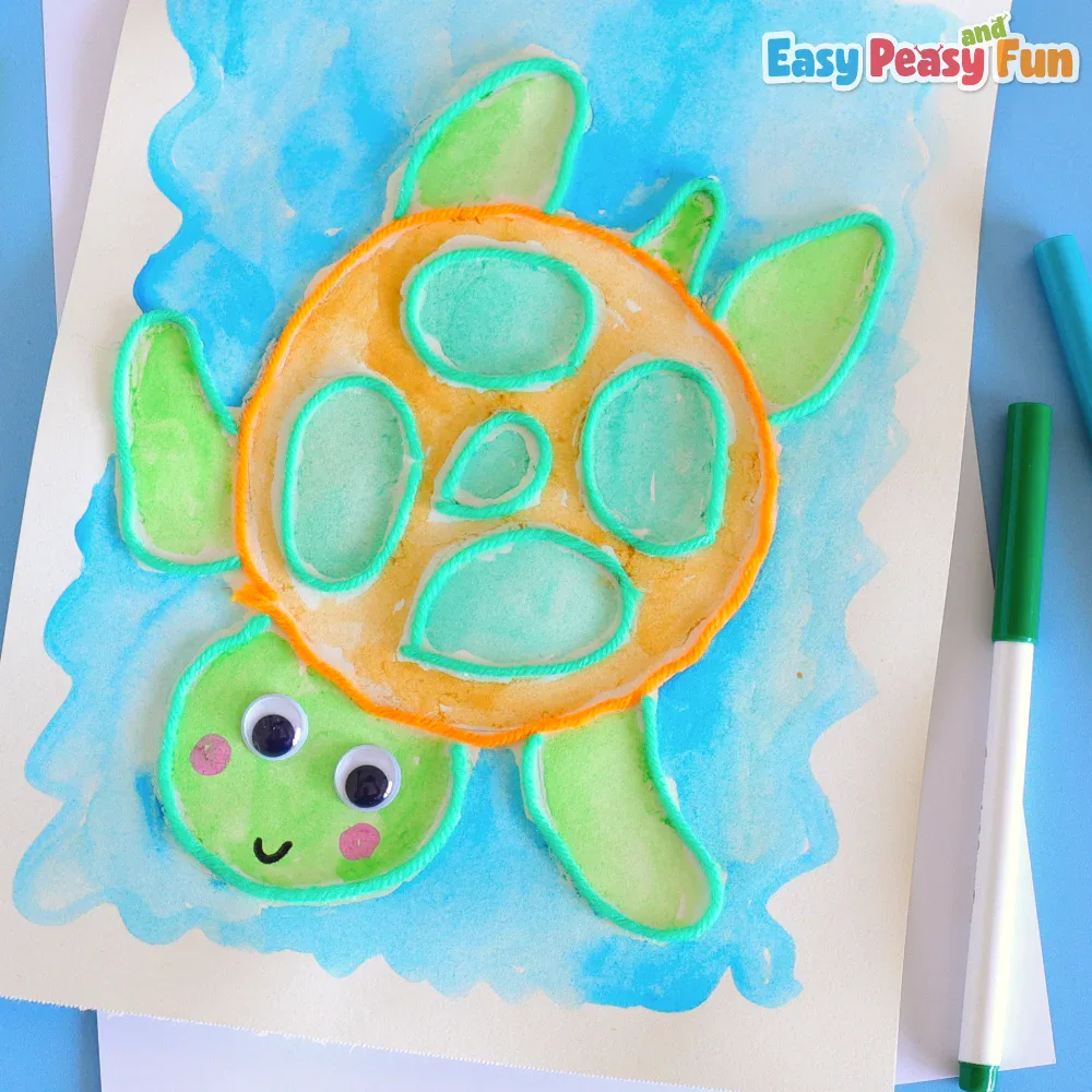 Turtle Yarn and Watercolor Art