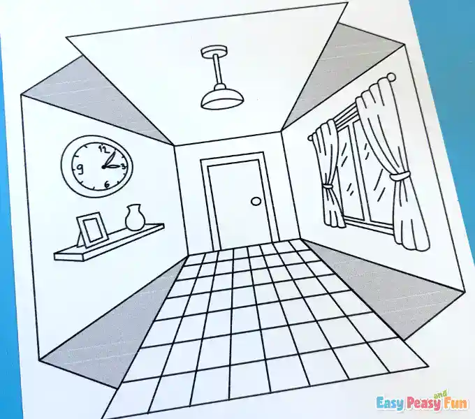 A printable black and white reverse perspective template.