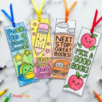 Free Printable Back to School Bookmarks to Color