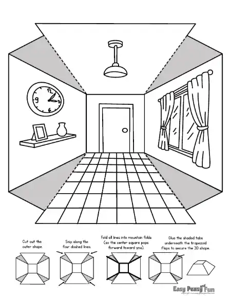 3D Room Reverse Perspective Art Template