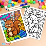 Free Printable Forest Animals Pop Art Coloring Pages