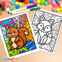 Free Printable Forest Animals Pop Art Coloring Pages