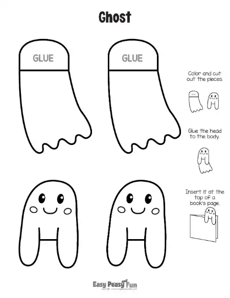 Printable outline of a cute ghost body and head.