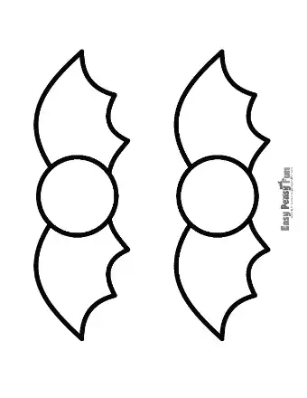 Printable template featuring two large, vertically oriented bat outlines, each with a distinct circular body.