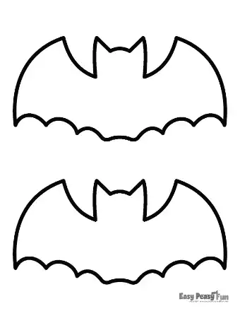 Printable template containing two large bat outlines stacked vertically.
