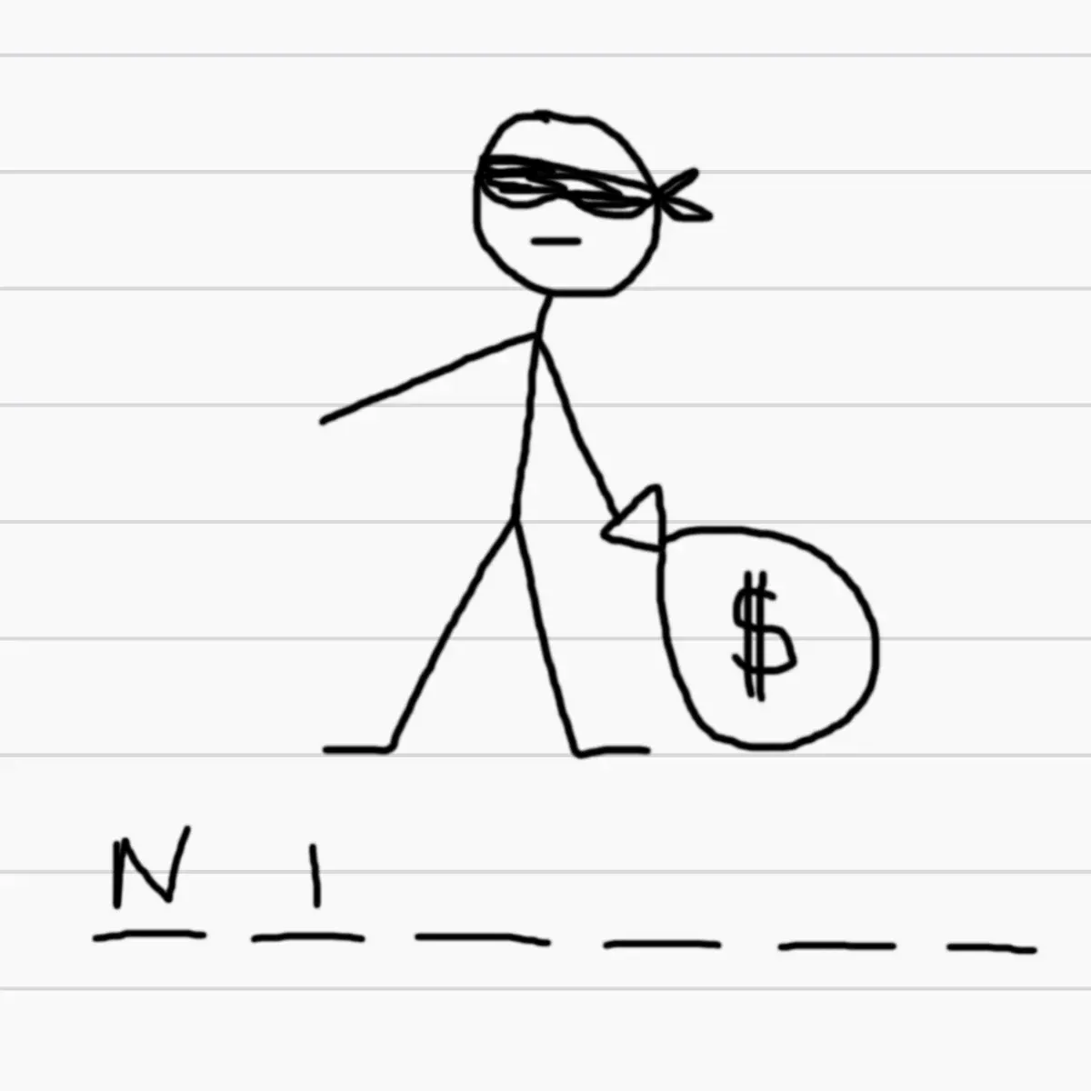 Burglar Will Steal Your Word Complete Pen and Paper Hangman Alternative