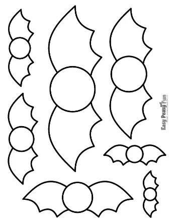 Bat outlines in 7 different sizes.