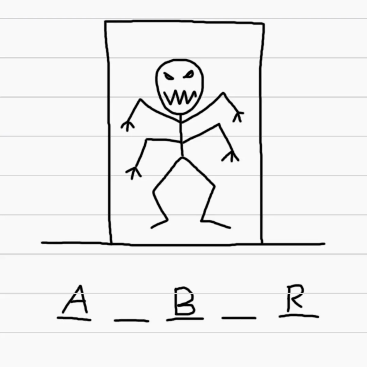 A stick figure monster version of hangman game