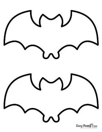 Two bat outlines with rounded ears and scalloped wings.