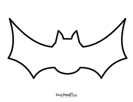 Printable giant bat template featuring a smooth rounded head, sharp pointed ears, and long angular wings.
