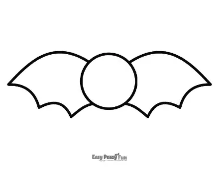 Printable giant bat template featuring a circular head design and broad, rounded wings.