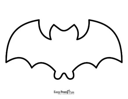 Printable giant bat template featuring a small head with gentle curves and wide, sweeping wings.