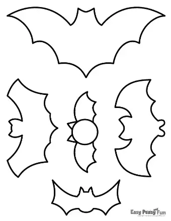 A printable layout featuring an assortment of unique bat silhouettes with contrasting wing angles and body styles.