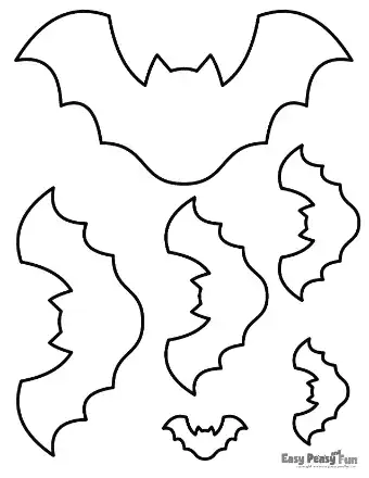 Bat in different sizes - outline template. .