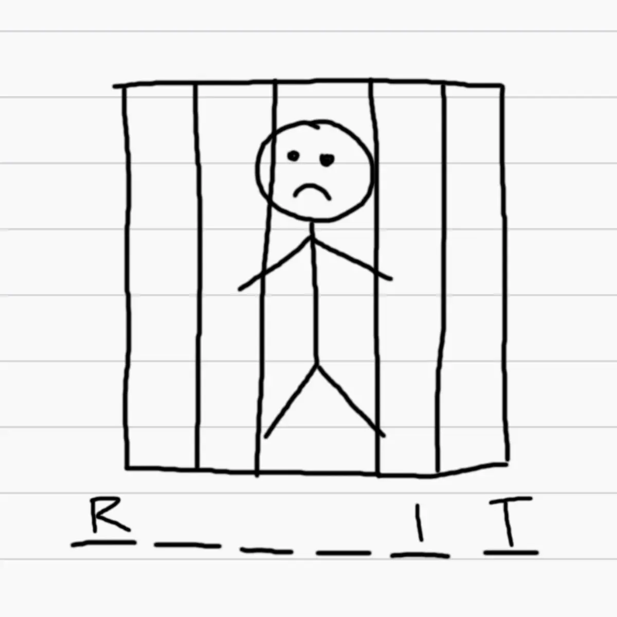 A stick figure in jail