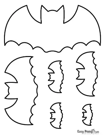 An outline template page containing multiple-size bats.