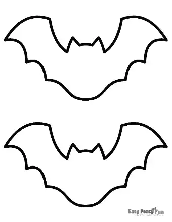Two simple bat outlines with curved bodies.