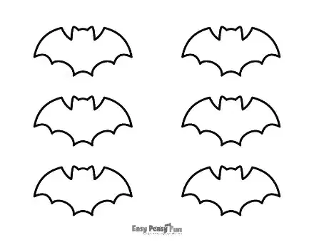 Six small bat outlines featuring wide wings and small head peaks.