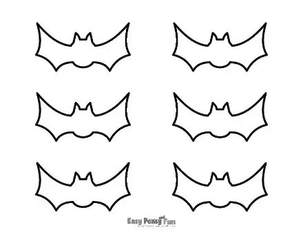 Six flying small bat outlines with expansive wings.